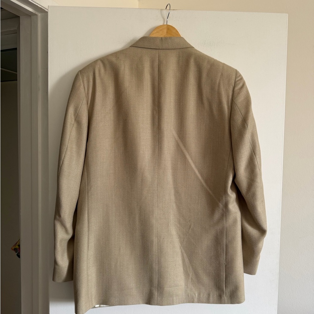 Oscar De La Renta Vintage Tan Silk Wool Sport Coat size 40R - Picture 7 of 11